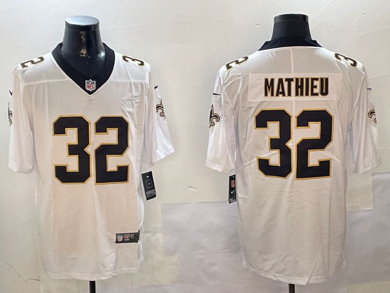 Men New Orleans Saints #32 Mathieu White Second generation 2024 Nike Limited NFL Jersey style 1